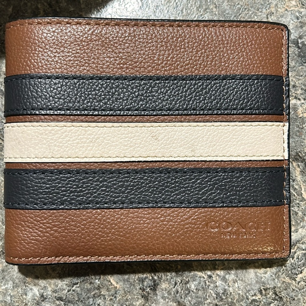 Coach Men’s Slim Billfold Wallet With Varsity Stripe